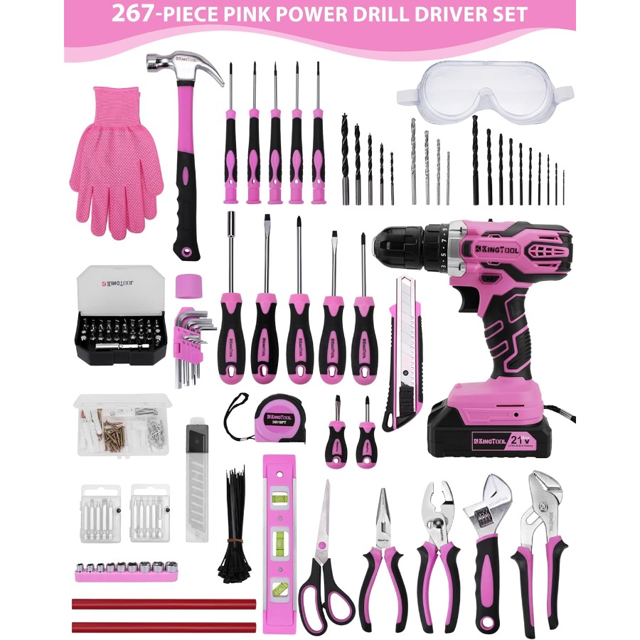 267-Piece Tool Kit Set - Pink  - Power Tools Pink ulasan dan harga