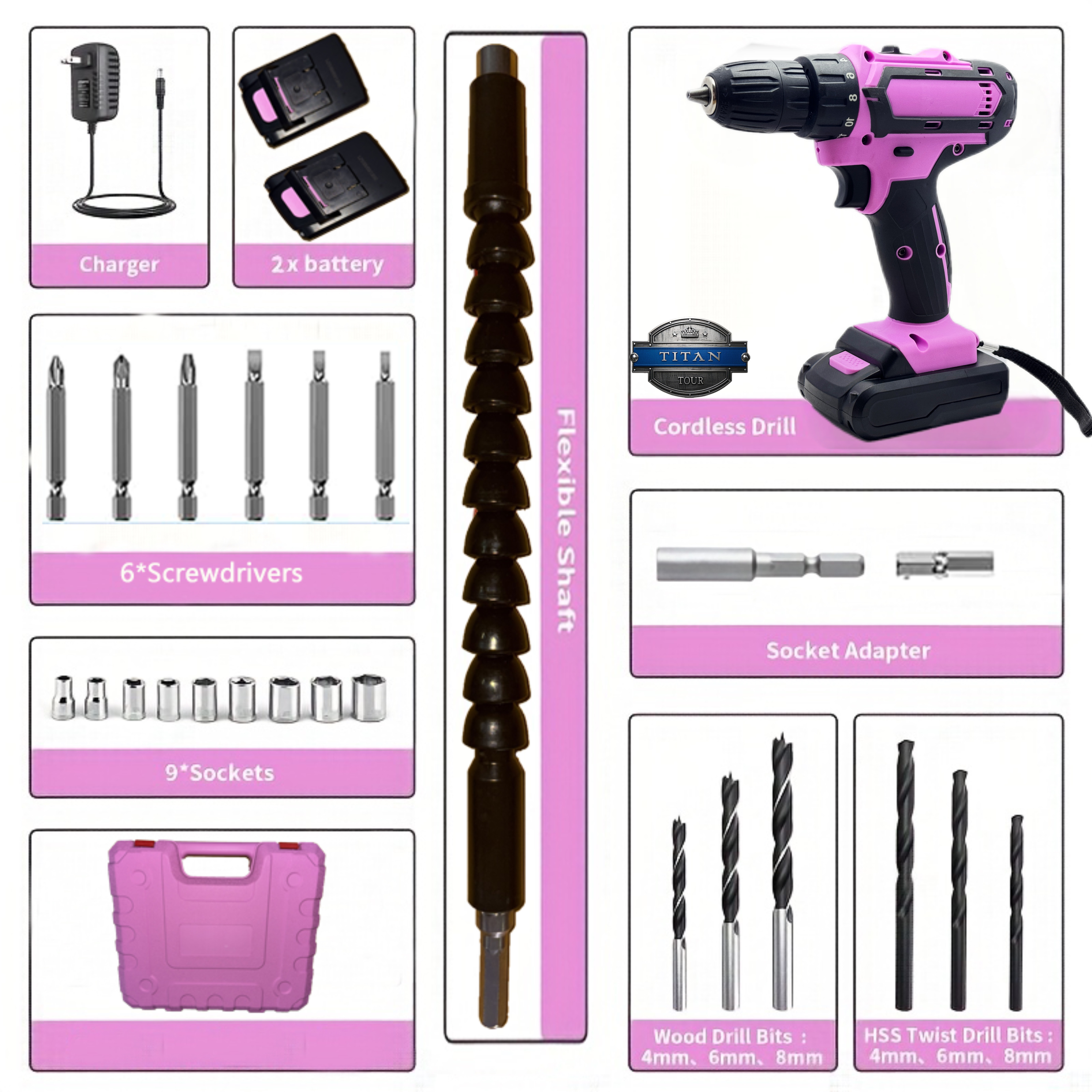 24-Piece Set Brushless Industr - Power Tools Pink ulasan dan harga