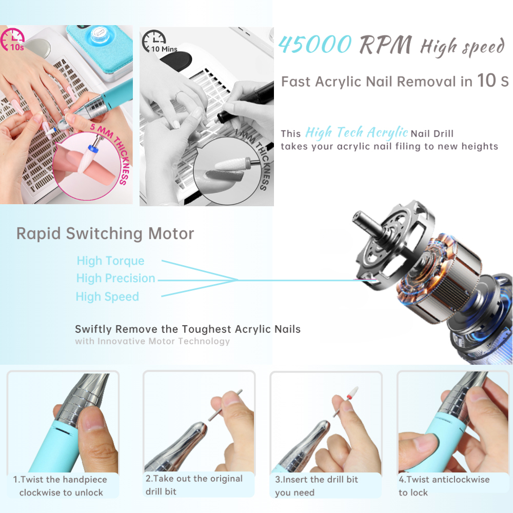 45000 RPM Nail Drill Machine S - Power Tools Sander ulasan dan harga