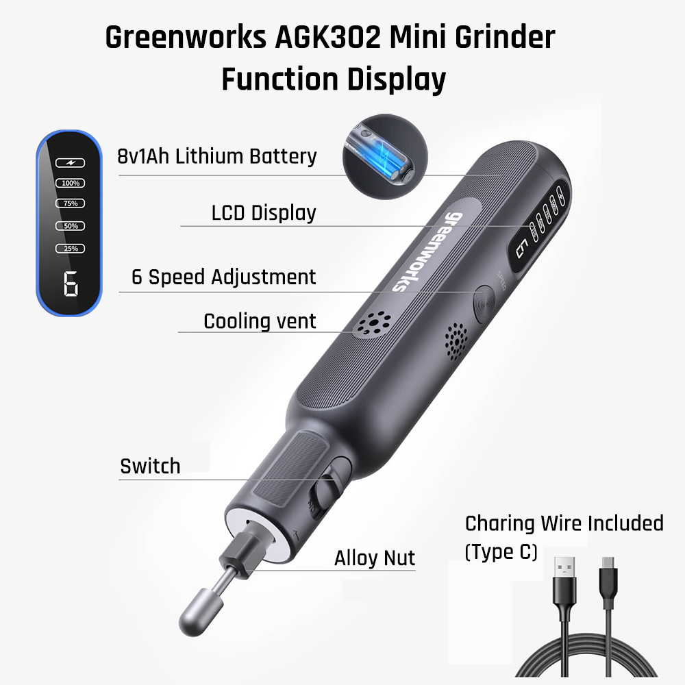 Greenworks 8V Mini Grinder 52p - Power Tools Pink ulasan dan harga