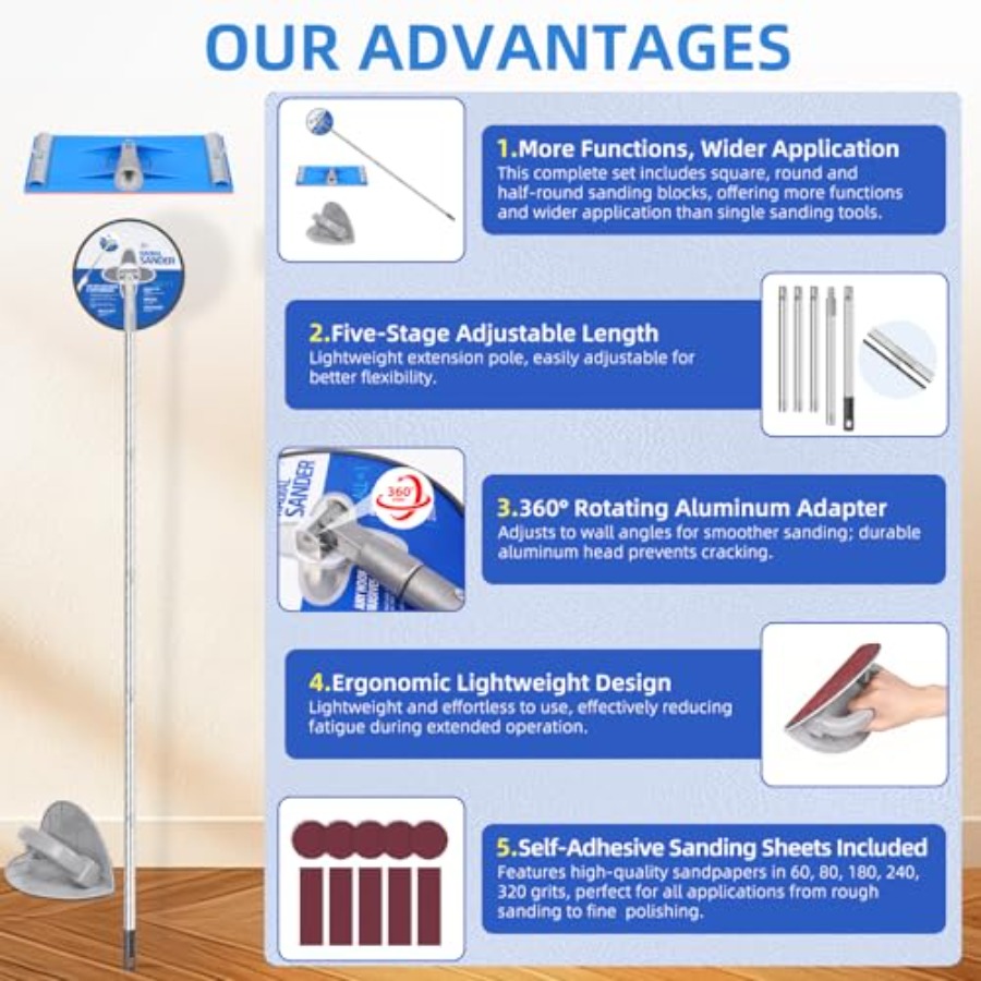Drywall Pole Sander Kit with H - Detail Sander Corner ulasan dan harga