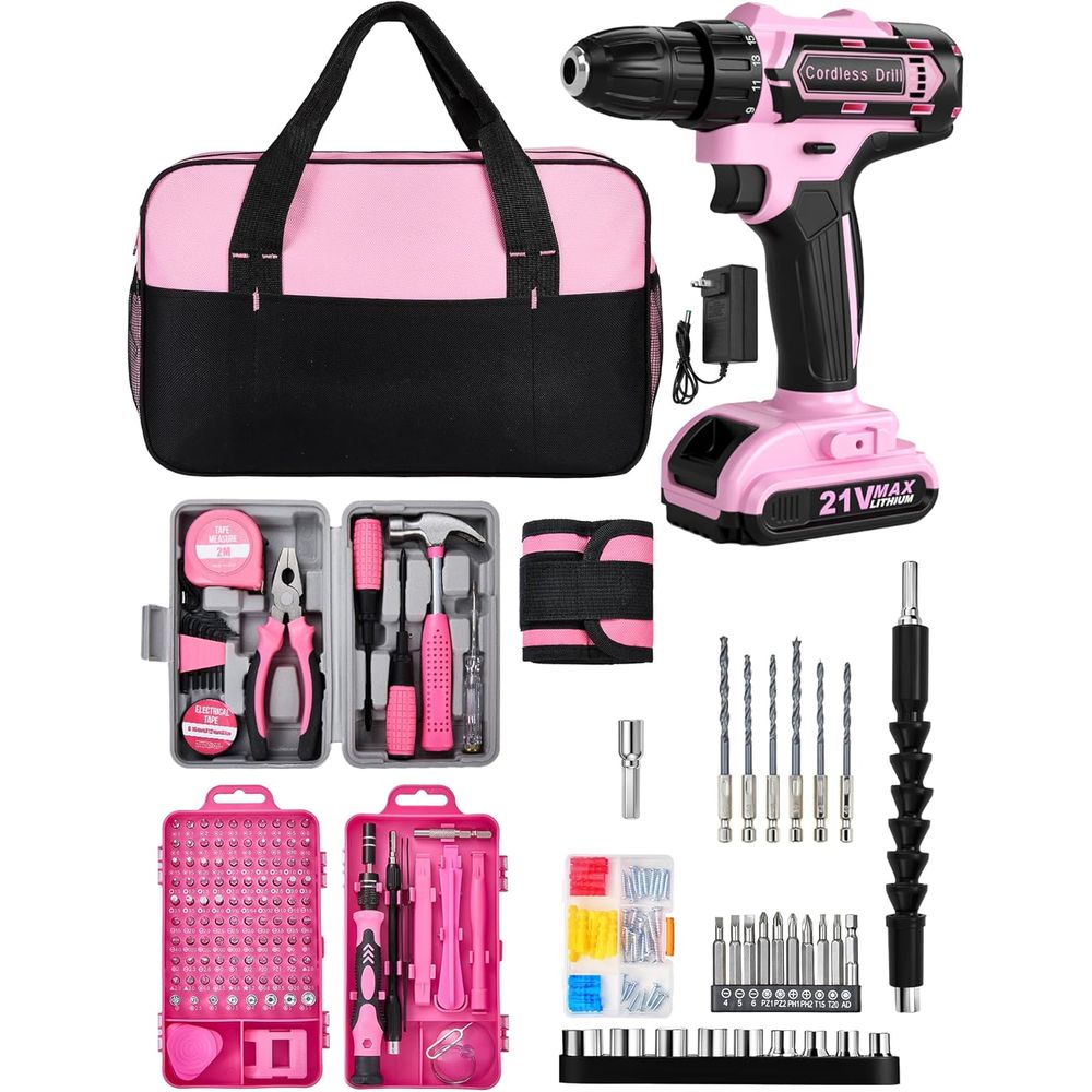 21V Pink Power Drill Set, 215- - Power Tools Pink ulasan dan harga