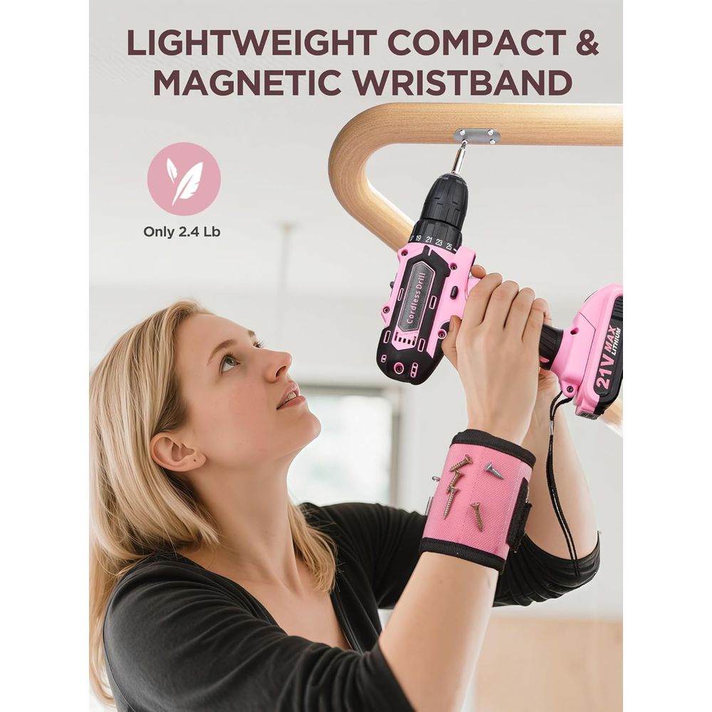21V Pink Power Drill Set, 215- - Power Tools Pink ulasan dan harga