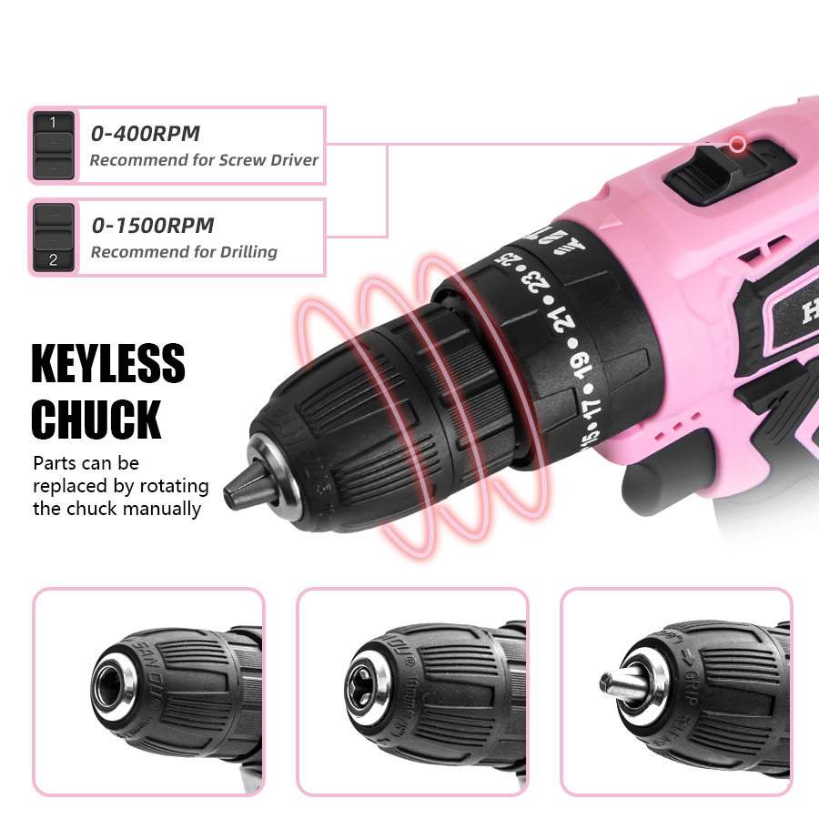 HILDA 21V Pink Drill Electric  - Power Tools Pink ulasan dan harga